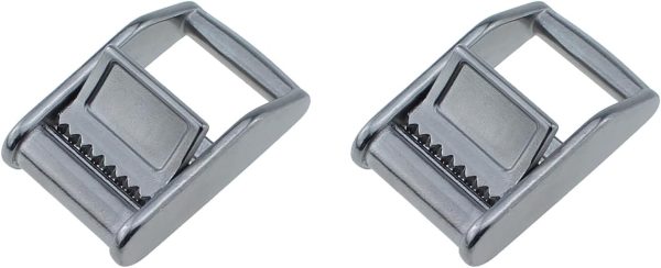 2PCS 316 Stainless Steel Cam Buckle Webbing Strap Tightener Belt Lock Buckle 51mm/2inch (Silver) for Kayaks Canoes Backpacks Outdoor Camping