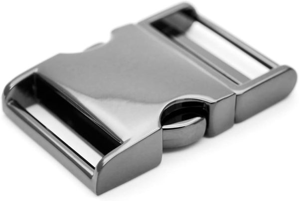 1 pc 1-1/2 inch Metal Curved Side Release Buckle Adjustable Lock for Belt Backpacks Pet Collar (Gunmetal) - Image 2