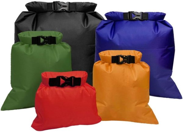 5 Pack Waterproof Dry Sacks, Lightweight Outdoor Dry Bags Ultimate Dry Bags for Kayaking Rafting Boating Camping (1.5L, 2.5L, 3.5L, 4.5L, 6L)