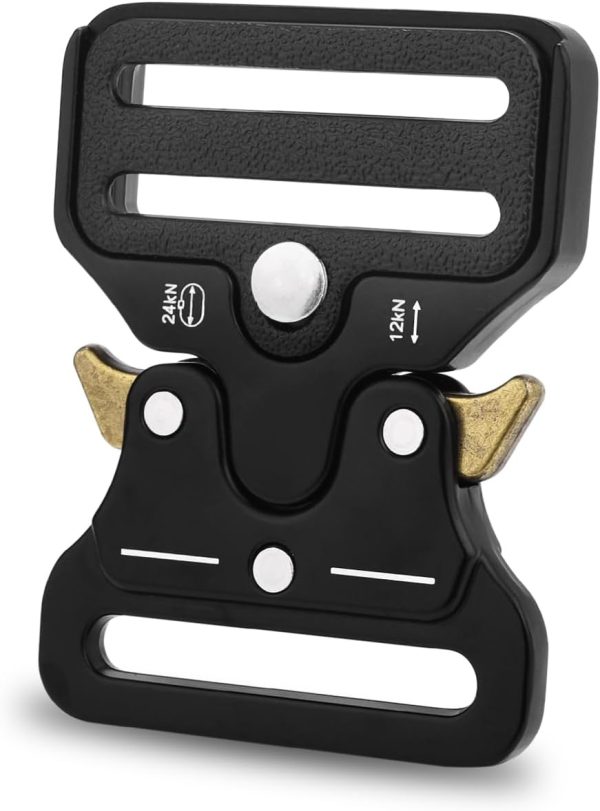 2 Pack Tactical Belt Buckles, 1-1/2" Heavy Duty Metal Tactical Buckle Clips for Dog Collar Hardware, Harness, Backpack, Luggage Strap Release Clasp Replacement (Black)
