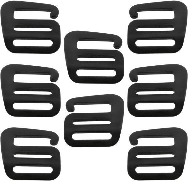 8PCS An inch Black Metal Wave Buckles Outdoor Webbing Buckle Clips Adjustable buckle backpack strap webbing(4 left +4 right)