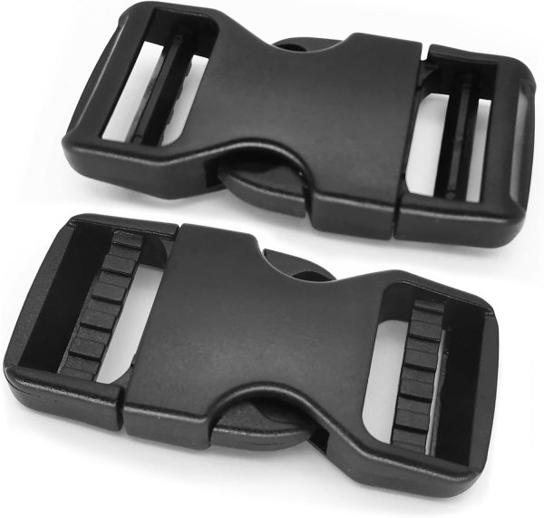 Plastic Buckle for 1 inch/25mm Nylon Webbing Straps,2PCS Quick Side Release Buckles Dual Adjustable Heavy Duty for Backpack Boat Cover Luggage Strap Pet Collar Replacement(1'' Buckle Black)