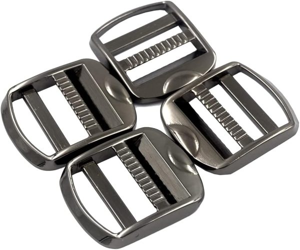10 pcs 1 inch Strong Heavy Shinning Zinc Alloy Ladder Lock Slider Adjustable Webbing Strap Release Buckles (GUNMETAL)