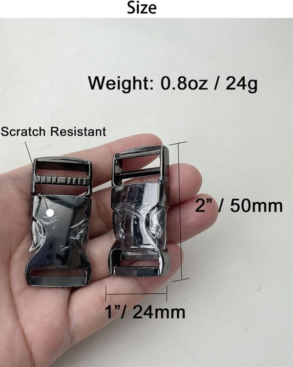6 Set Metal Side Release Buckles 3/4"Adjustable Quick Release Zinc Clasps for 20mm Straps Webbing Bracelet Backpack - Image 2