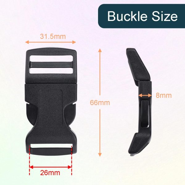 10Pack 1"(26mm) Contoured Plastic Side Release Buckles, Paracord Buckles for Backpack Straps Paracord Bracelet Pet Collar - Image 2