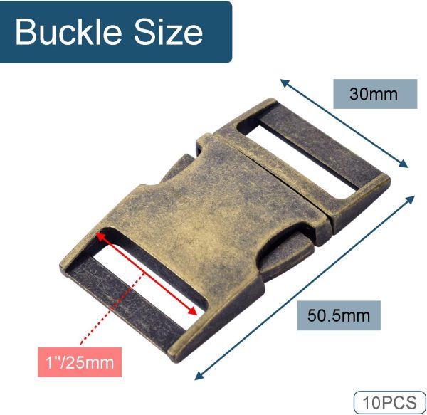10 Pack Bulk Dog Collar Hardware Metal Buckle 1 inch Webbing Backpack Buckle Replacement Backpack Strap Kit Prong Collar Clip Buckles(Bronze) - Image 2