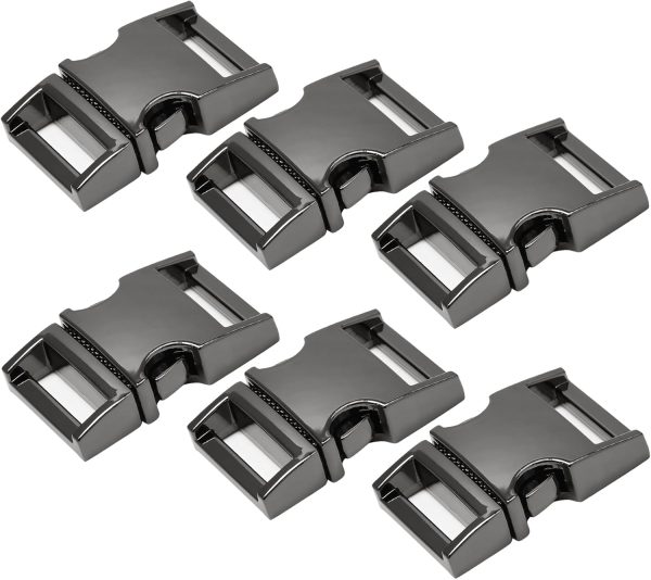 6 pcs Metal Side Release Buckle, Heavy Duty Webbing Buckle for Backpacks Belt Leather Strap Dog Collar