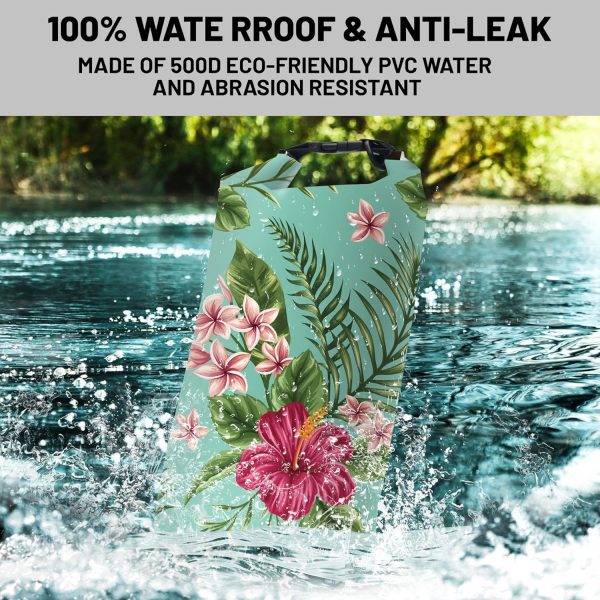 Waterproof Dry Bag,Roll Top Tropical Summer Watercolor Hibiscus Small Waterproof Backpack 5L/10L/20L Floating Lightweight Bags for Kayaking, Boating, Swimming Camping with Waterproof Phone Case - Image 2