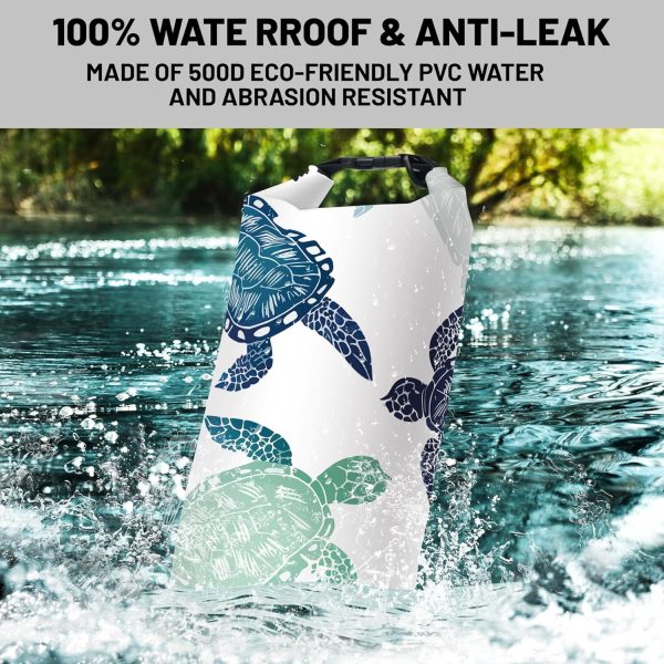 Waterproof Dry Bag,Roll Top Sea Turtle Small Waterproof Backpack 5L/10L/20L Floating and Lightweight Bags for Kayaking, Boating, Fishing, Swimming and Camping - Image 2