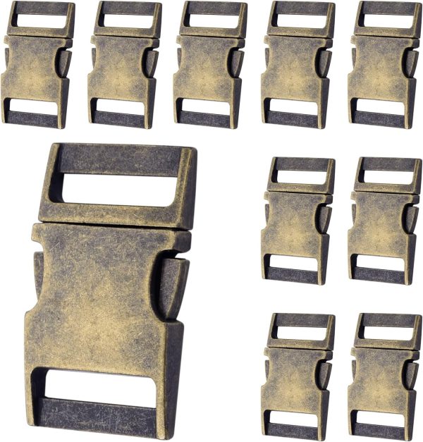 10 Pack Bulk Dog Collar Hardware Metal Buckle 1 inch Webbing Backpack Buckle Replacement Backpack Strap Kit Prong Collar Clip Buckles(Bronze)